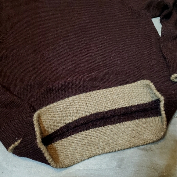 Peruvian Link "Auckland 1/4 zip sweater. 100% alpaga. Burgundy/black. Tan. S. - Picture 8 of 12